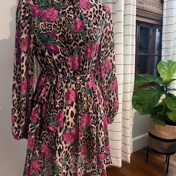 Floral Leopard Print Dress - Picture 2 of 6